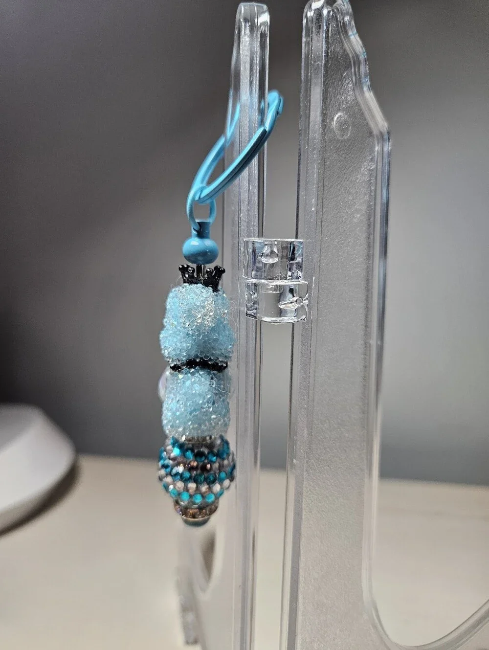 Blue Beaded Teddy Bear Keychain | Sugar Bear Bag Charm | Rhinestone